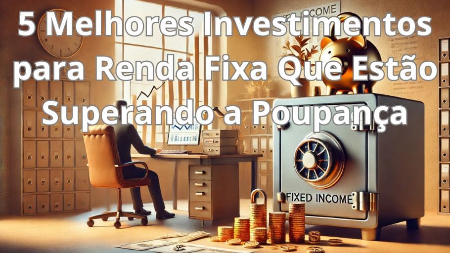 Pessoa sentada ao lado de um cofre repleto de moedas e documentos, em um ambiente tranquilo e seguro. A imagem simboliza a estabilidade e proteção dos melhores investimentos para renda fixa, ideais para quem busca segurança e crescimento constante.