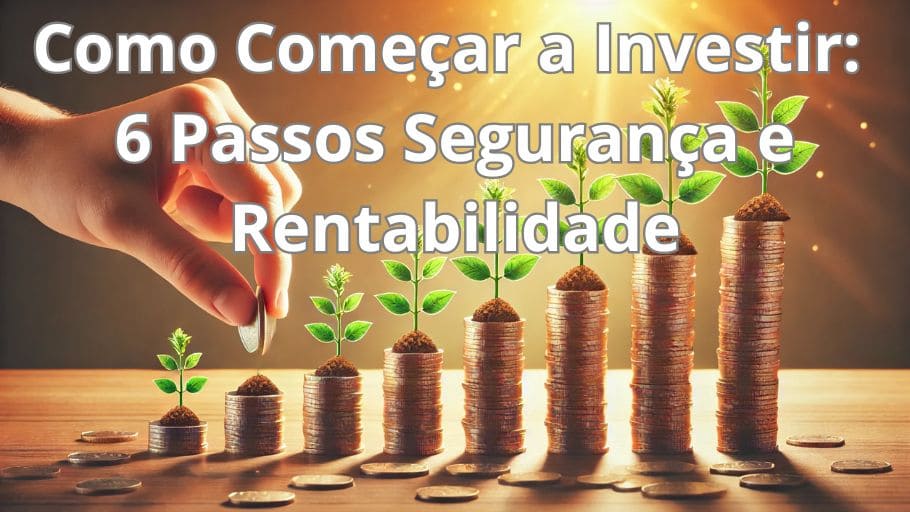 Pilha de moedas organizadas em ordem crescente com plantas nascendo sobre cada uma, representando visualmente o conceito de como começar a investir e o crescimento gradual do patrimônio ao longo do tempo com aportes consistentes.