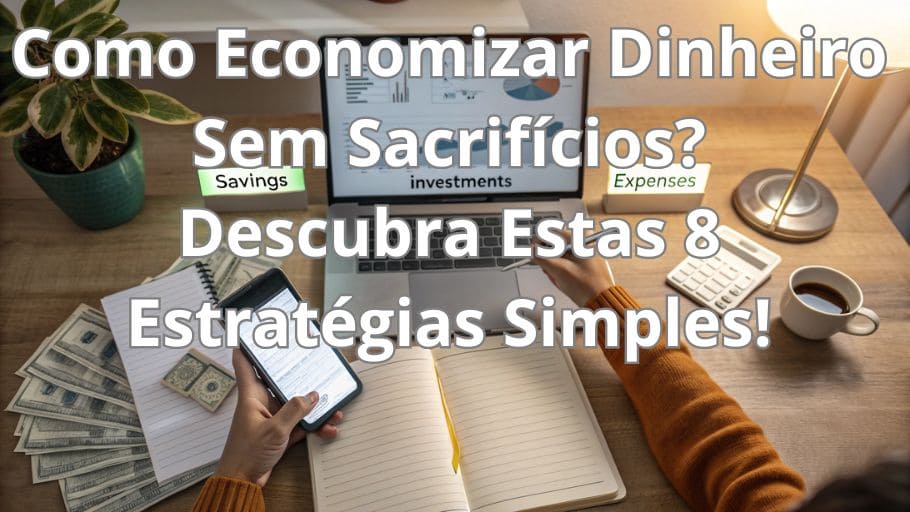 Pessoa organizando suas finanças em um ambiente de home office, anotando um plano de orçamento em um caderno enquanto utiliza um aplicativo de controle financeiro no smartphone. Ao lado, envelopes etiquetados com